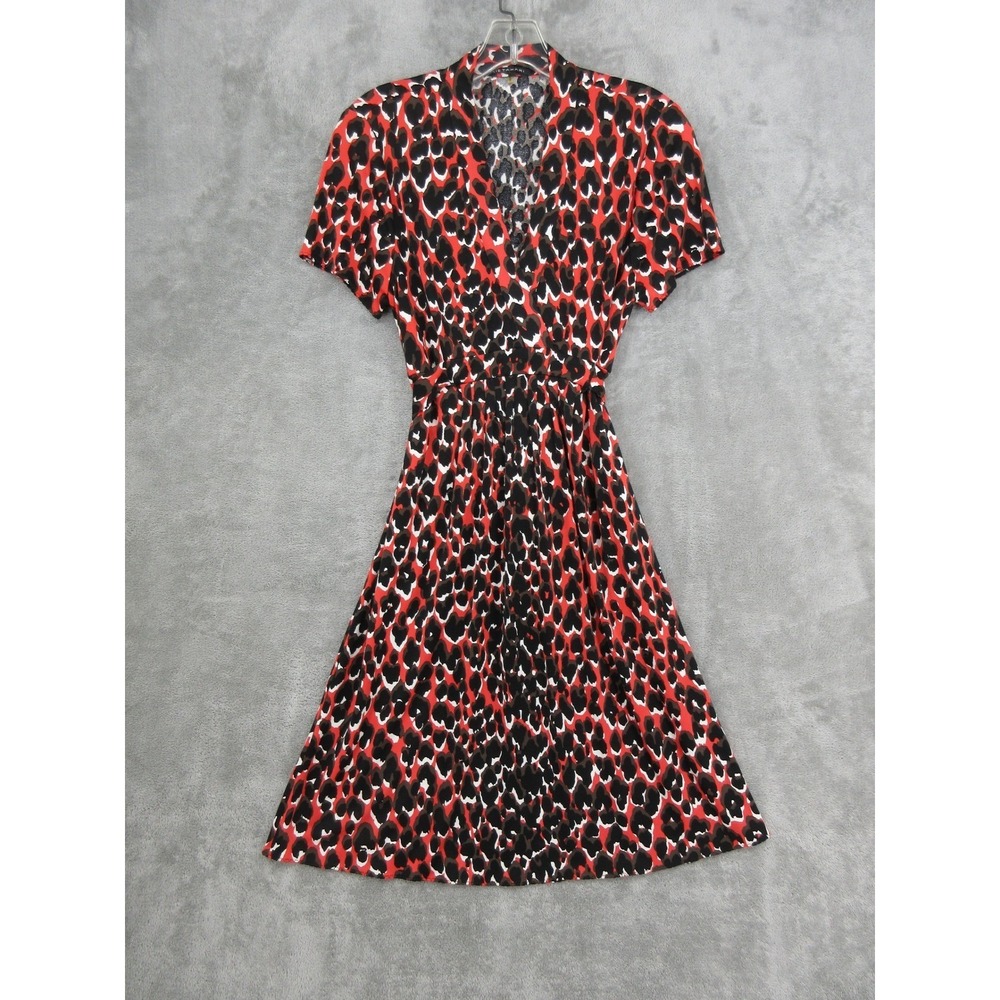 Elie Tahari Dress Women Small Statement Animal Print Tie Back Office Career Knit